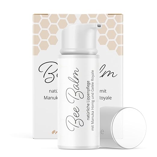 bedrop BeeBalm Lip Balm in Pump Dispenser with Manuka Honey, Royal Jelly, Retinol - Moisturising, Anti-Ageing for Lips and Nose, 100% Natural, 6 ml