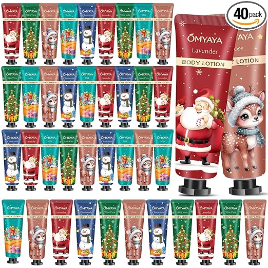 Body Lotion Christmas Gift Set, 1200 ml Mini Body Lotion Advent Calendar 2025, 40 Set Small Christmas Greeting Perfumed Moisturising Cream for Dry Cracked Skin Christmas Gifts Women