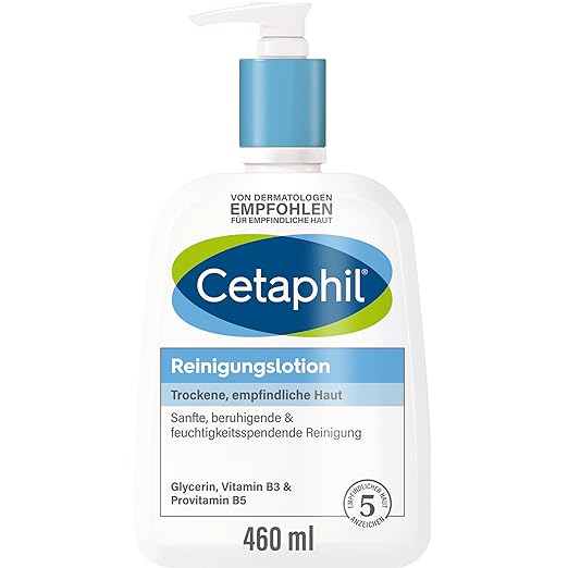 CETAPHIL Cleansing lotion, 460 ml, for dry, sensitive skin, facial cleansing, can be used with and without water, gently and effectively removes dirt, soap-free, no eye burn