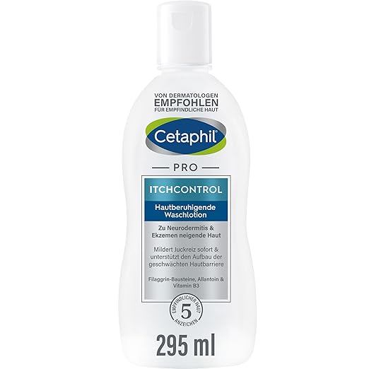 CETAPHIL PRO ItchControl Hautberuhigende Waschlotion, 295ml, Für zu Neurodermitis & Ekzemen neigende Haut, Reinigt sanft schäumend, spendet intensiv Feuchtigkeit, Auch für sensible Baby- & Kinderhaut