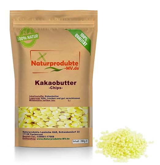 Cocoa Butter Chips 200 g for Chocolate and Baking Cocoa Butter Pieces Nibs Theobroma Cacao 200 g