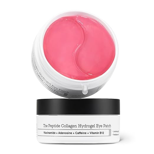 COSRX Pink Peptide Collagen Hydrogel Eye Pads with Caffeine for Dark Circles, Reduces the Volume of Bags and Puffiness, Anti-Wrinkle Eye Pads, Korean Skincare, Pack of 60