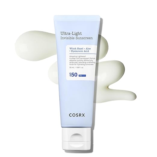 COSRX Ultra Light Invisible Sun Cream SPF 50 Transparent Sun Protection with Hyaluronic Acid, No White Veil, Non-Greasy, Strong UV Protection, Sun Care, Korean Sunscreen, 50 ml