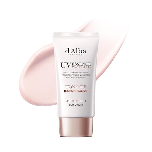 d'Alba Italian White Trufe Waterfull Tone-up suncreen SPF 50+ PA++++,Vegan hybrid UV filters tinted suncreen, glow and brightening suncreen, Safe use for dry and sensitive skin, Korean skincare