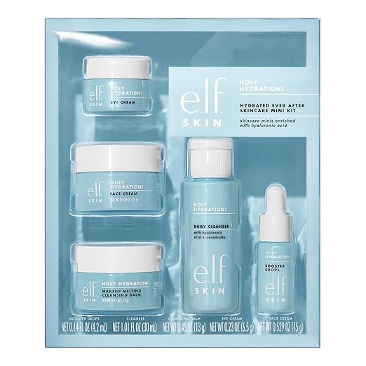 e.l.f. SKIN Hydrated Ever After Skincare Mini Kit, Cleanser, Makeup Remover, Moisturising Cream & Eye Cream for Hydrated Skin, Travel Friendly, Vegan & Cruelty Free