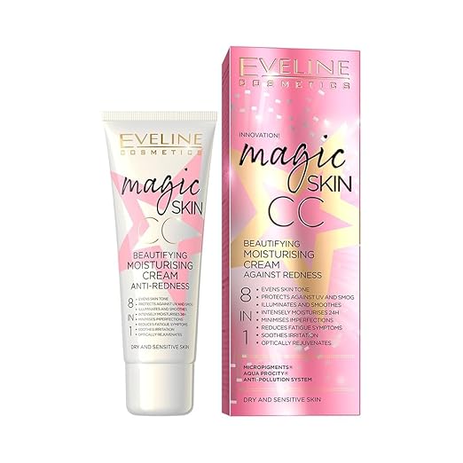 Eveline Cosmetics Magic Skin CC Moisturising Cream Against Redness 8-in-1 with Hyaluronic Acid and Vitamin E, 50 ml