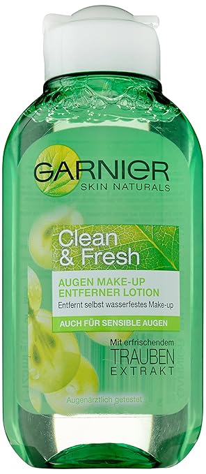 Garnier Clean & Fresh Eye Make-Up Remover / Make-Up Remover Removes Even Waterproof Make-Up (with Grape Extract) Ophthalmologically Tested, Pack of 1 - 125 ml