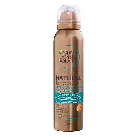 Garnier Self Tanning for Face and Body Long Lasting Natural Tan Ambre Solaire Natural Bronzer Self Tanning Spray 1 x 150ml