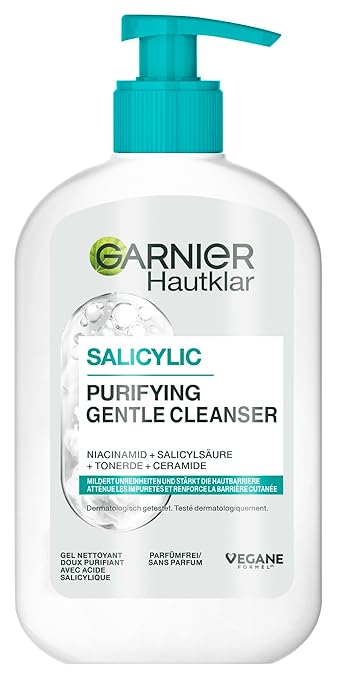 Garnier Skin Clear Hydrating Deep Cleanser: Gentle Facial Cleanser with Niacinamide & Salicylic Acid. Removes impurities, oil & makeup. Hydrates, reduces pores, pH neutral, for all skin types