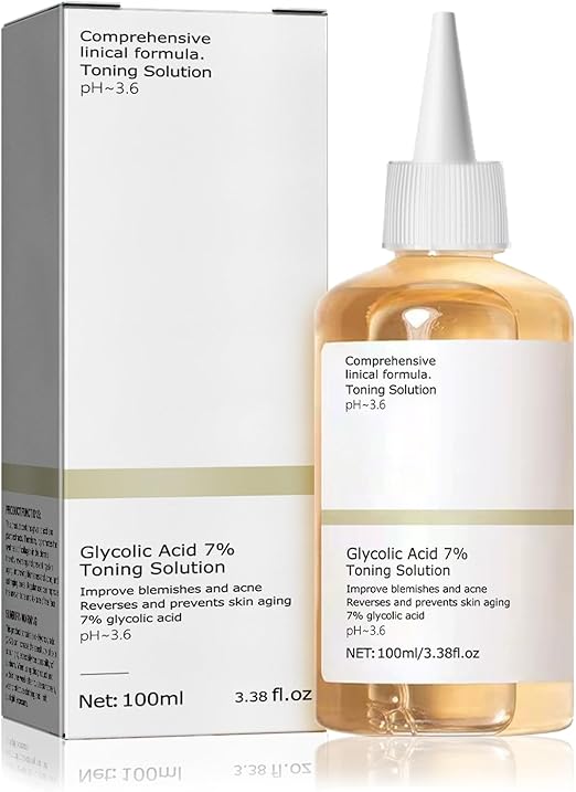 Glycolic Acid Toner, Glycolic Acid Peeling 7% Solution for Blemishes and Acne, Toner Suitable for Combination and Oily Skin, Pore Treatment (100 ml)