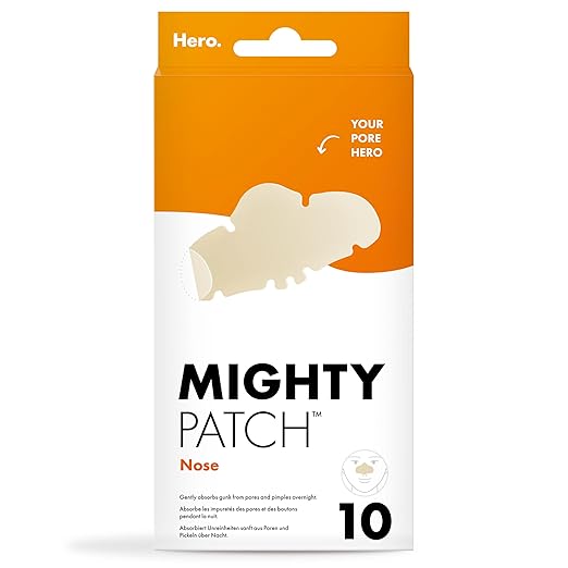 Hero Cosmetics Mighty Patch for Nose Hydrocolloid Night Spot - Absorbs Blemishes in 6 to 8 Hours, 10 Plasters