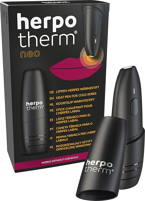 herpotherm Neo for Cold Sores, Works with Concentrated Heat, the Original Herpes Pen, Quick Help at the Touch of a Button, Up to 200 Applications Possible with a Set of Batteries