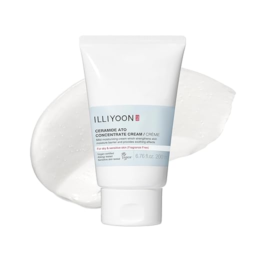 ILLIYOON Ceramide Ato Concentration Cream 200 ml, Moisturising Cream for Dry, Sensitive Skin, 100 Hours Hydration, Skin Barrier Restoration, for Children & Adults, Vegan, Fragrance-Free
