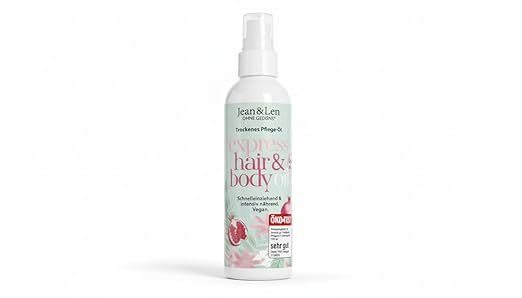 Jean & Len Nourishing Dry Oil Pomegranate, for the Body and Face, Intensively Nourishes & Absorbs Quickly, Also Suitable for the Hair Tips, Skin Oil, Parabens & Silicones, Vegan, 100 ml