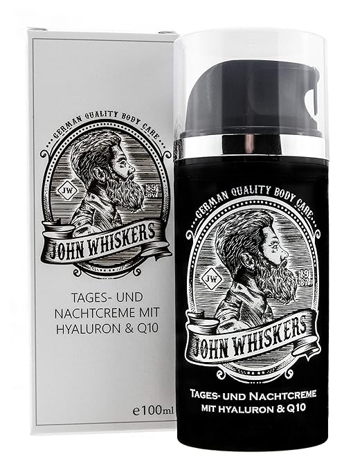 John Whiskers Day and Night Cream - Made in Germany - With Hyaluronic and Q10 - Face Care for Men
