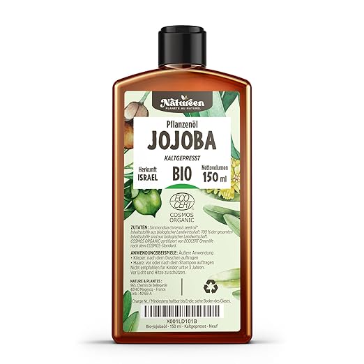 Jojoba Oil Organic 150 ml - 100% Organic, Pure, Natural & Cold Pressed, Hair and Nails, Face Oil and Body Oil, Vegan & Hexane Free
