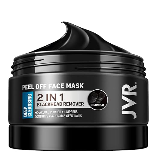 JVR Blackhead Remover Mask, Bamboo Charcoal Deep Cleansing Peel Off Mask, Blackhead Mask, Black Mask for Removes Blackheads, Pores Cleaning, Oil Control, 120 ml