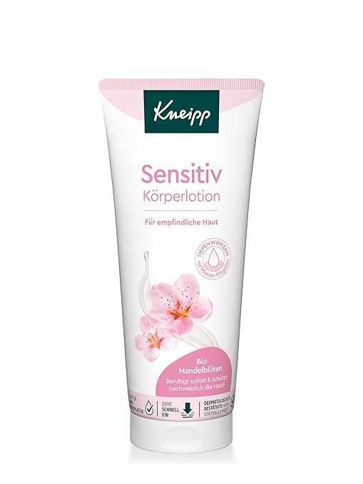 Kneipp Sensitive Body Lotion - Body Lotion with Organic Almond Blossom Extract for Sensitive Skin - Quick-Absorbing, Light Texture Gives the Skin a Velvety Soft and Nourished Feel - 200 ml