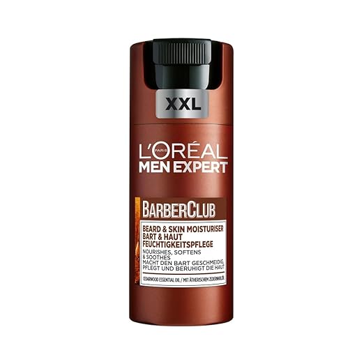 L'Oréal Men Expert Bart & Skin XXL Moisturiser for Men, Face Cream for 3-Day Beard, Beard Care for Men with Cedarwood Oil, Barber Club, [Amazon Exclusive], 1 x 100 ml