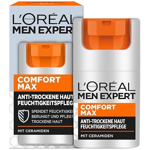 L'Oréal Men Expert Face Care for Dry Skin for Men, Moisturising Moisturising Cream for Damaged Skin, Face Cream for Men with Ceramides, Comfort Max, 1 x 50 ml