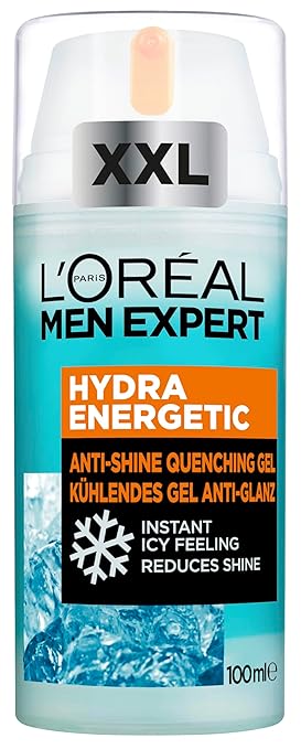 L'Oréal Men Expert XXL Cooling Face Care Anti-Shine for Men, Refreshing and Matting Face Gel, Face Cream for Men, Hydra Energy, [Amazon Exclusive], 1 x 100 ml