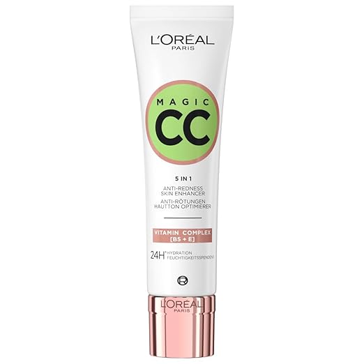 L'Oréal Paris Anti-Redness Cream, for up to 24 Hours of Moisture and Optimised Skin Tone, Magic CC Complexion Optimiser, Anti-Redness, 1 x 30 ml