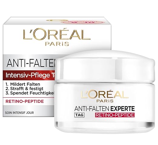 L'Oréal Paris Face Moisturiser, Anti-Ageing Cream to Reduce Wrinkles with Retino Peptides, For Firmer and Softer Skin, Anti-Wrinkle Expert, 1 x 50 ml