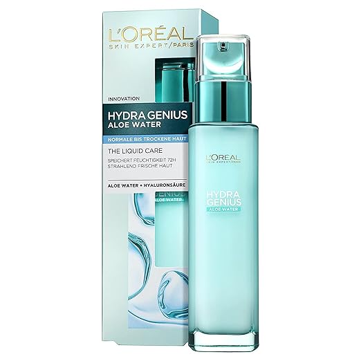 L'Oreal Paris Hydra Genius Moisturiser With Hyaluronic Acid and Aloe Water for Dry Skin, 1 x 70 ml