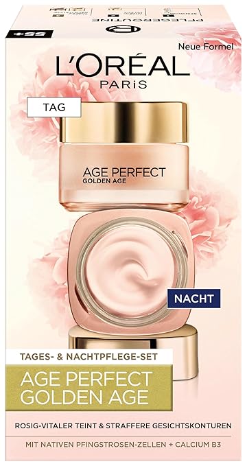 L'Oréal Paris Moisturising Cream for a rose-fresh Complexion, Day and Night Face Care, Gift Set, Golden Age Rose Cream