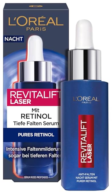 L'Oréal Paris Revitalift Laser Anti-Wrinkle Night Serum with Pure Retinol, Vitamin A, Nourishing Oil & Hyaluronic Acid, 30 ml