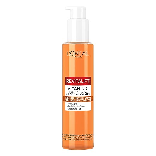L'Oréal Paris Vitamin C Cleansing Foam for Women: for Cleansed and Fresh Skin with Vitamin C and Salicylic Acid, Revitalift Clinical, 1 x 150 ml
