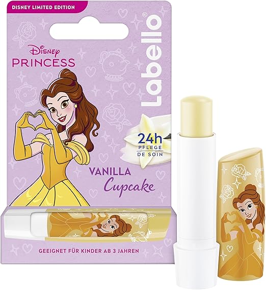 Labello Vanilla Cupcake Limited Disney Princess Edition, Scented Lip Balm with Sweet Vanilla Flavour, Nourishing Lip Balm for Ages 3+ (4.8 g)