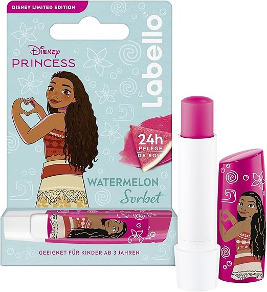 Labello Watermelon Sorbet Limited Disney Princess Edition, Scented Lip Balm with Watermelon Flavour, Nourishing Lip Balm for Ages 3+ (4.8 g)