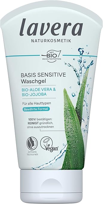 lavera Basis Sensitiv Wash Gel Organic Aloe Vera & Jojoba ∙ Invigorates & Refreshes ∙ Vegan Organic Plant Active Ingredients Natural Cosmetics Natural & Innovative Face Cleansing, 125 ml (Pack of 1)