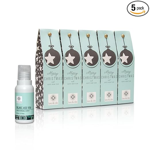 Leo & Lilo Hand and Body Lotion Set with Organic Aloe Vera - Christmas Gift Set Merry Christmas - 5 x 50 ml - Lovingly Individually Packed - Care Experience for Hands & Body