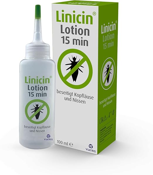 Linicin Lotion (100 ml) – Lice Agent for the Treatment of Head Lice, Without Lice Comb, Gentle on the Scalp
