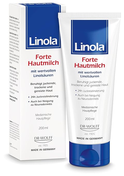 Linola Forte Skin Milk - 1 x 200 ml - Intensive Nourishing Cream Against Itching with 24-Hour Effect | Body Lotion for Dry, Irritated or Neurodermatitis Prone Skin | Helps from the First Use