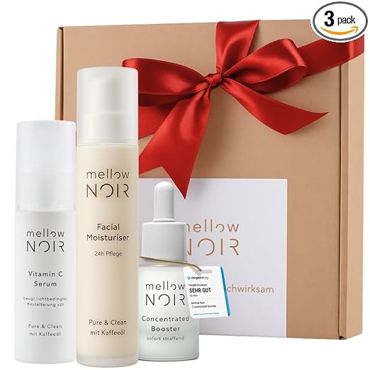 Lion Cave Face Care Set | mellow NOIR | Hyaluronic Serum, Day Cream, Vitamin C Serum | Anti Wrinkle Face Care | Moisturising | Anti-Ageing | Vegan | Certified Natural Cosmetics