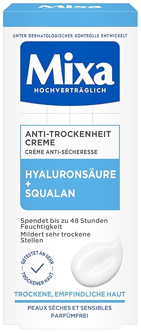 Mixa Anti-dryness cream, face cream for dry, sensitive skin, with hyaluronic acid and squalane, 50 ml