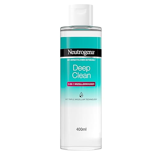 Neutrogena Deep Clean 3-in-1 Micellar Water, Fragrance-Free Face Cleansing without Alcohol, Gentle Makeup Remover without Rubbing, Micellar Cleansing Water for All Skin Types, 400 ml