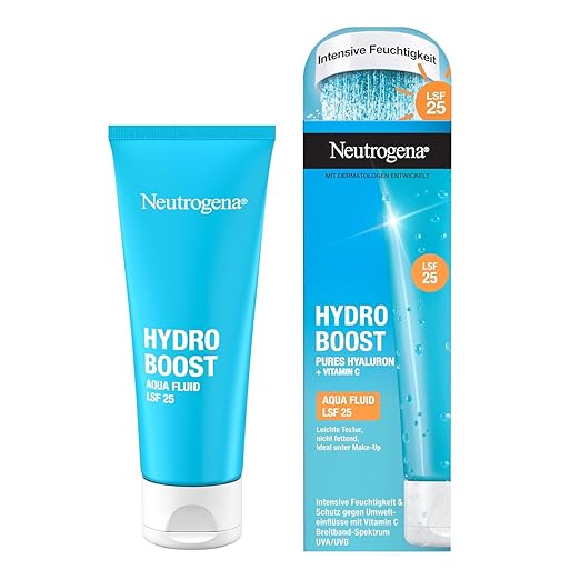 Neutrogena Hydro Boost Aqua Fluid SPF 25 Light Face Cream with Hyaluronic Acid and Vitamin C, Non-Greasy Moisturiser, Face Care for a Radiant Complexion 50 ml