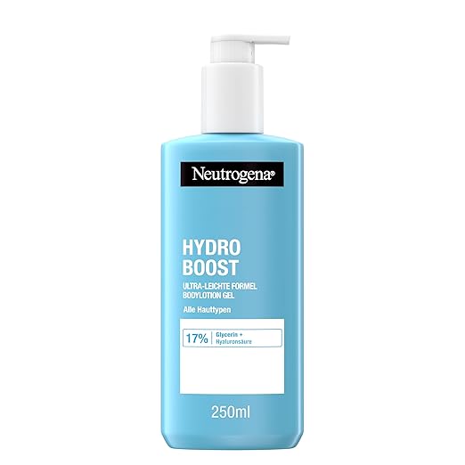 Neutrogena Hydro Boost Body Lotion Gel, Ultra Light Formula for Smooth Skin, Moisturising Body Lotion with 17% Glycerine + Hyaluronic Acid, Body Cream Gel for All Skin Types, 250 ml