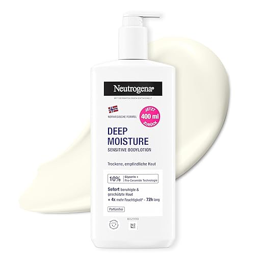 Neutrogena Norwegian Formula Deep Moisture Sensitive Body Lotion (400 ml) for Dry, Sensitive Skin with 10% Glycerine + Pro-Ceramide Technology