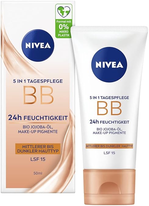 NIVEA 5in1 BB Tagespflege 24h Feuchtigkeit Mittlerer bis Dunkler Hautt
