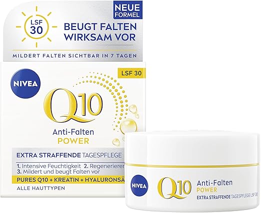 NIVEA Anti-Wrinkle Power Q10 Extra Firming Day Cream SPF 30, Face Care Reduces & Prevents Wrinkles, Firming Day Cream with Pure Q10, Creatine & Hyaluronic Acid (50 ml)