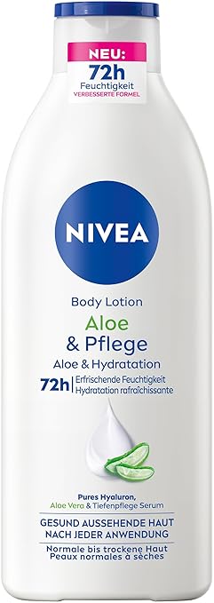 NIVEA Body Lotion Aloe & Care, Body Cream with Deep Care Serum for 72 Hours of Moisture, Body Lotion with Pure Hyaluronic and Aloe Vera of Natural Origin (400 ml)