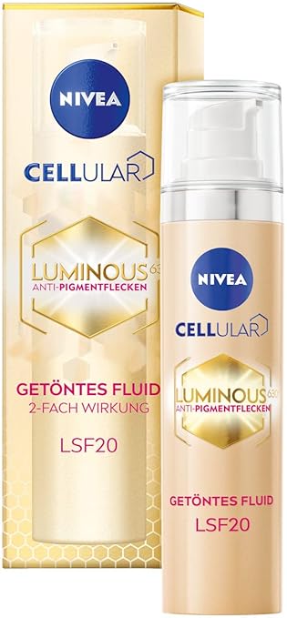 NIVEA Cellular Luminous 630 Anti-Pigment Spots, Tinted Fluid SPF20 (40 ml), Face Care Against Pigment Spots and Age Spots, Moisturising Fluid with Hyaluronic Acid