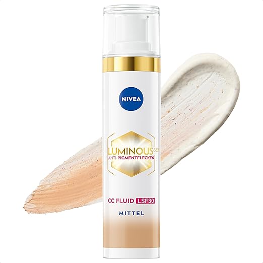 Nivea Luminous 630 Anti-Pigment Spot CC Fluid SPF 30 for Medium Skin Tones, CC Cream with Hyaluronic and Micro-Encapsulated Colour Pigments, Day Cream with SPF 30 for an Even Complexion – 40 ml