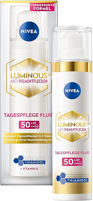 NIVEA LUMINOUS630 Anti-Pigment Spot Day Cream Fluid, Face Care with SPF 50, Thiamidol, Hyaluronic Acid & Vitamin E, Protects Against Light-induced Skin Ageing (40 ml)