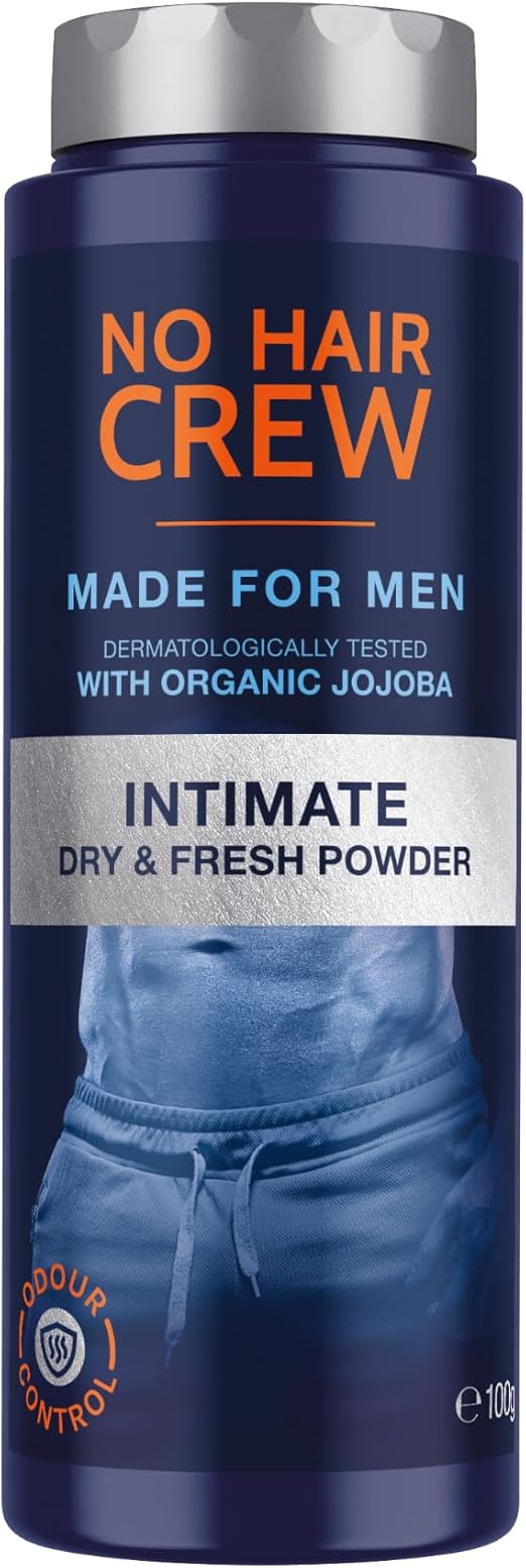 NO HAIR CREW Dry & Fresh Intimate Powder - Premium Talcum Free Body Powder for Intimate Areas - For Dry Fresh Skin Feeling for Men 100g
